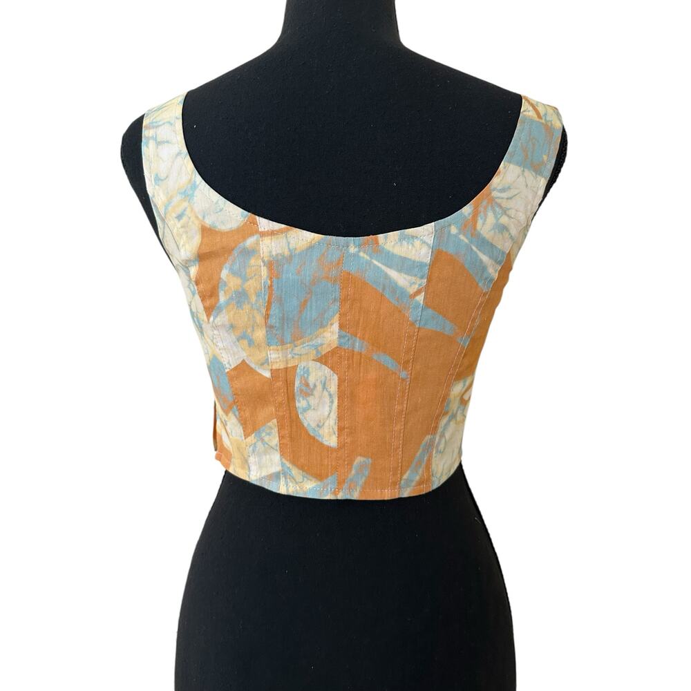 A.L.C. Women Multicolor Isabel Linen Blend Sleeveless Crop Top Size 0-NWT - Picture 2 of 8